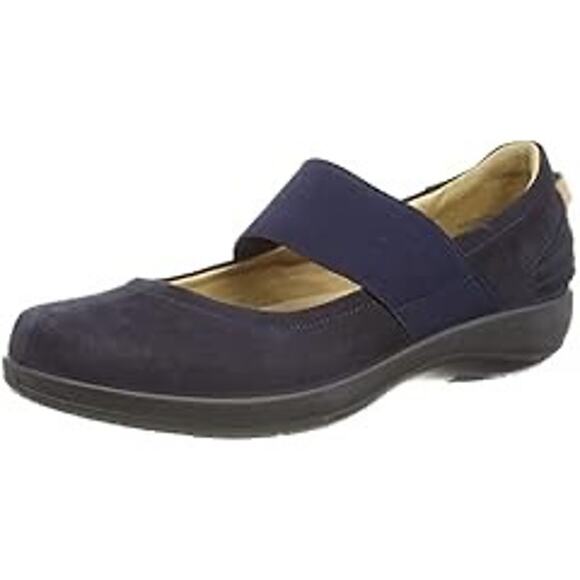 Hotter Women's Heather Navy Leather Ortholite Cushioned Mary Jane Shoes - Size 7 - Picture 1 of 9